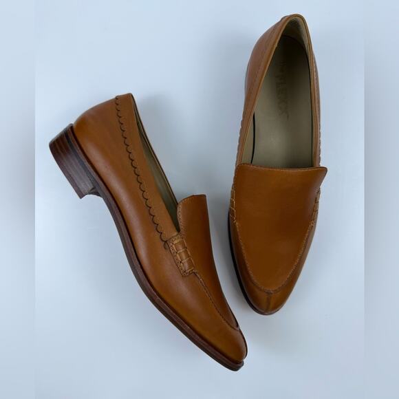 The FLEXX Bowery Brown Leather Almond Toe Loafer With Scalloped Trim Size 10 - Picture 1 of 8